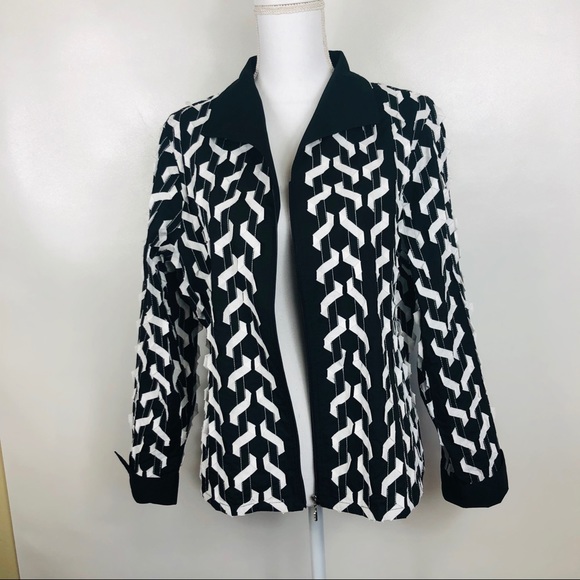 BLUE BAYOU WOMEN’S JACKET BLACK AND WHITE SZ LARGE - Picture 2 of 8